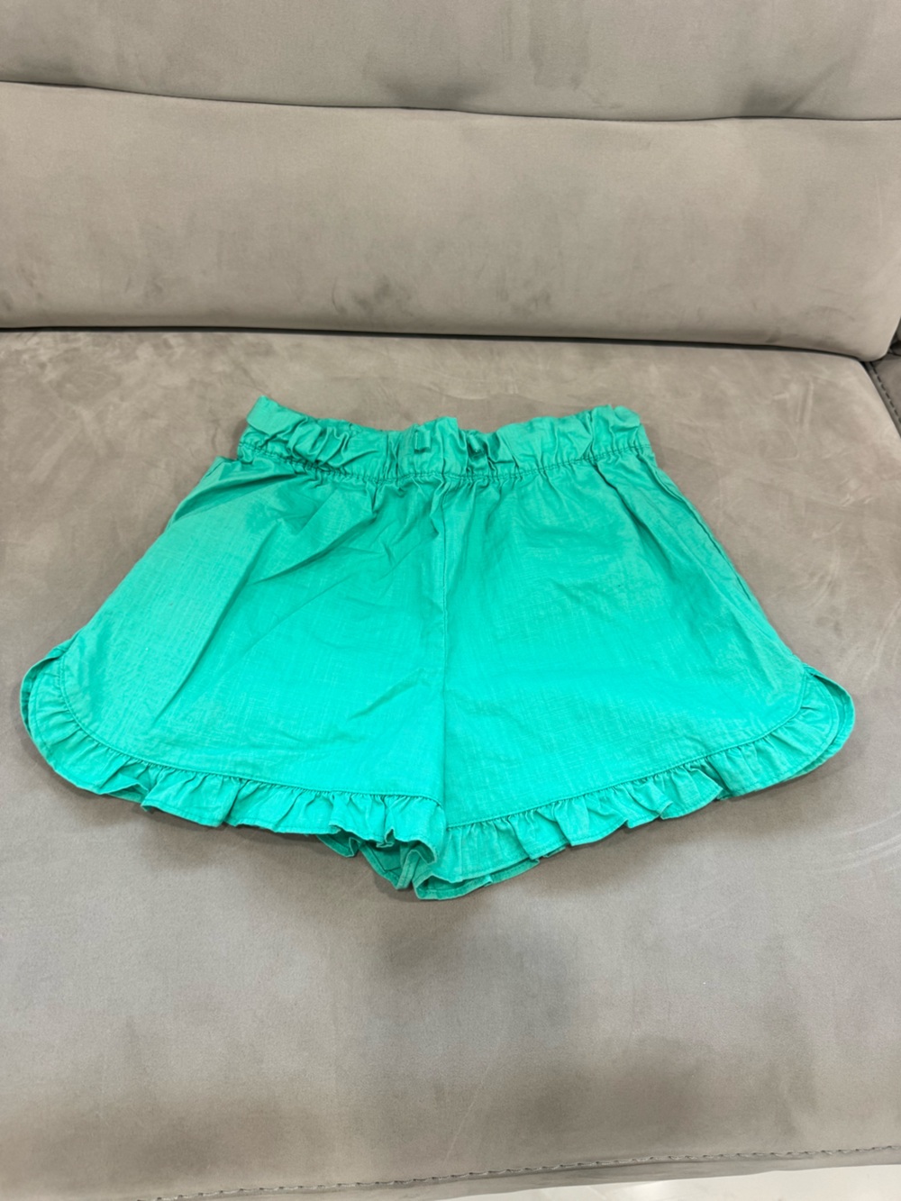 Girls Ruffled Elastic Waist Shorts - Green